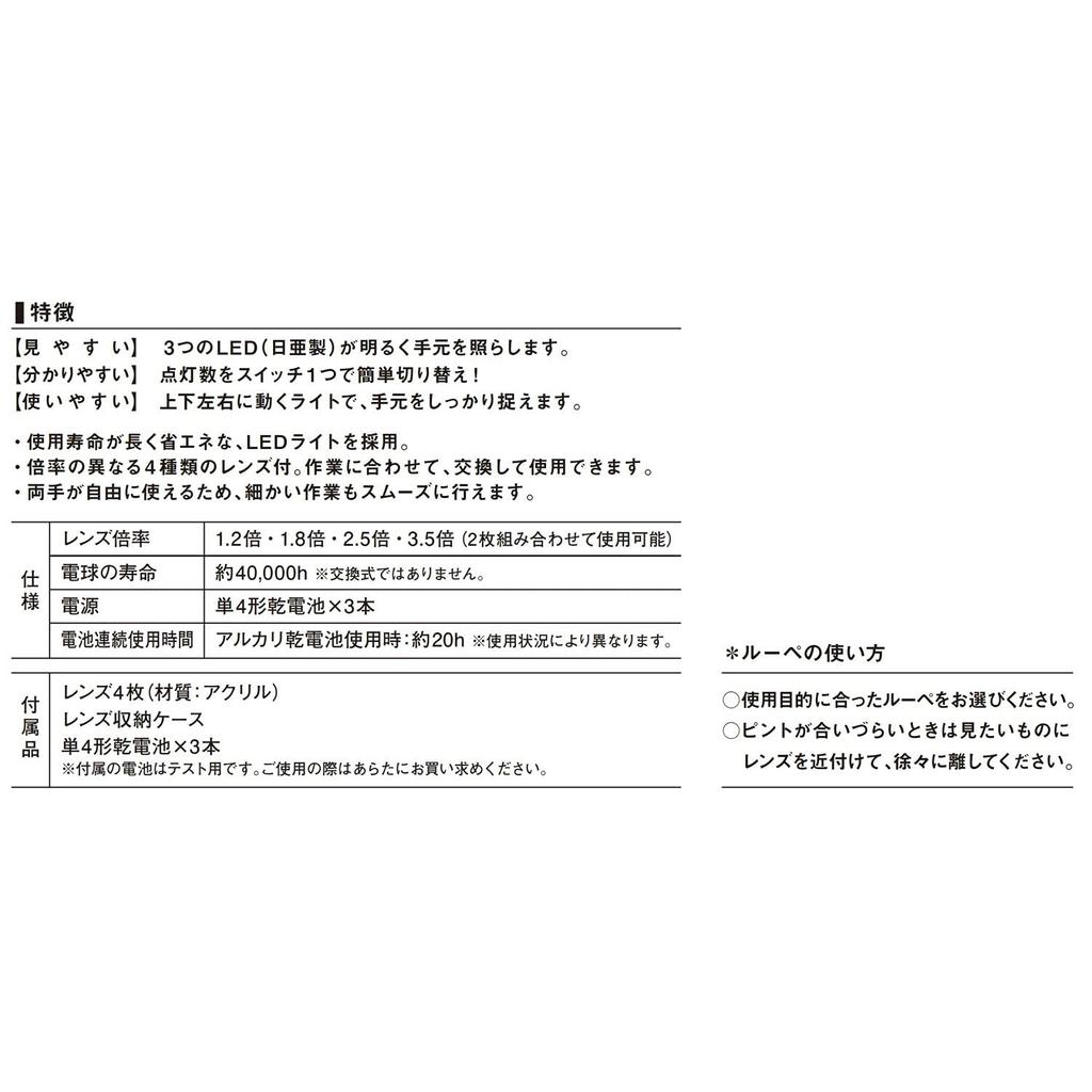 Niigata Seiki SK Head Magnifier with LED Light 1.21.82.53.5x HL-LED