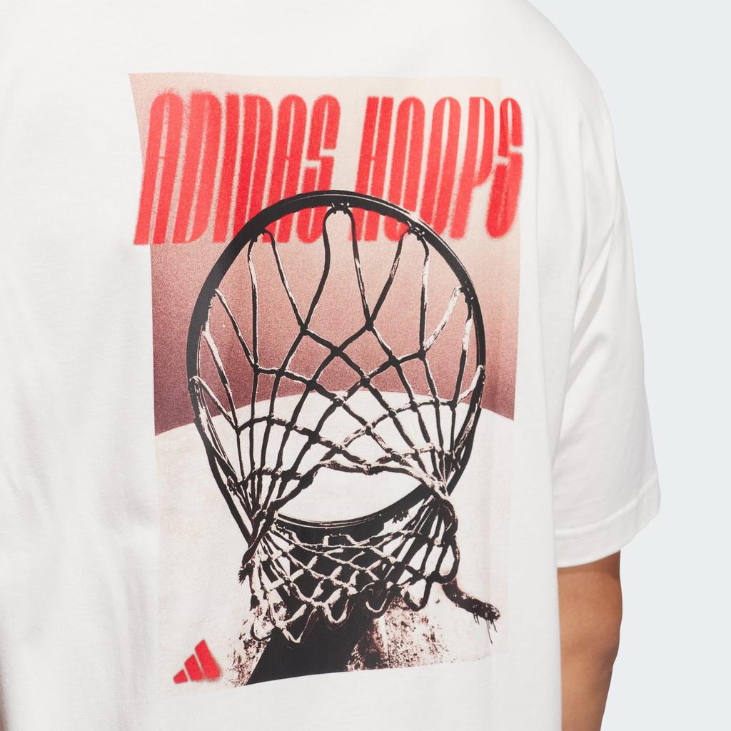 Adidas Hoops Graphic Tee Comfortable Letter Loose Short Sleeve Moisture Wicking T-Shirt Men Tops White JI7104