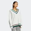 Adidas Originals Spliced V-Neck Pullover With Brand Logo Embroidery Women Knitwear Han-Jade-White HS9521