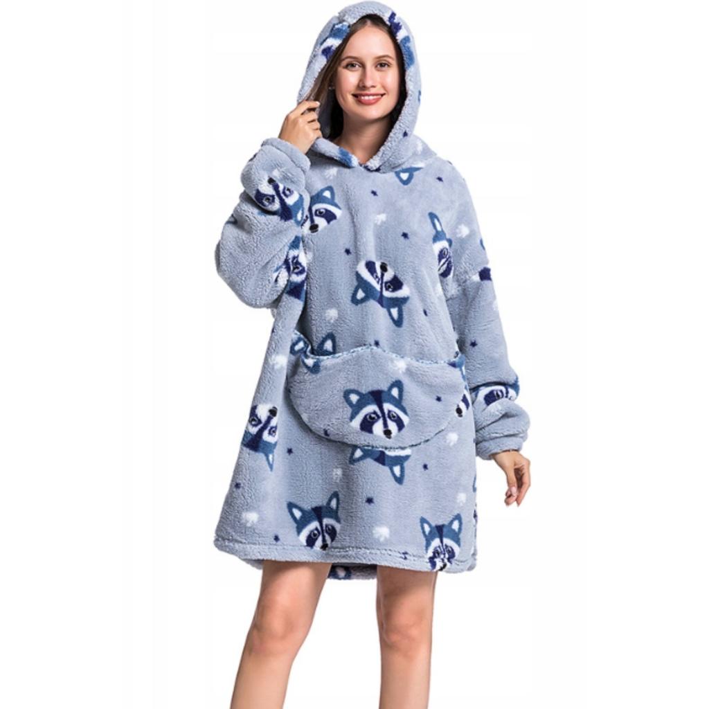Blanket Sweatshirt Oversize Warm 2In1 Raccoon Nativity Scene Long Blanket