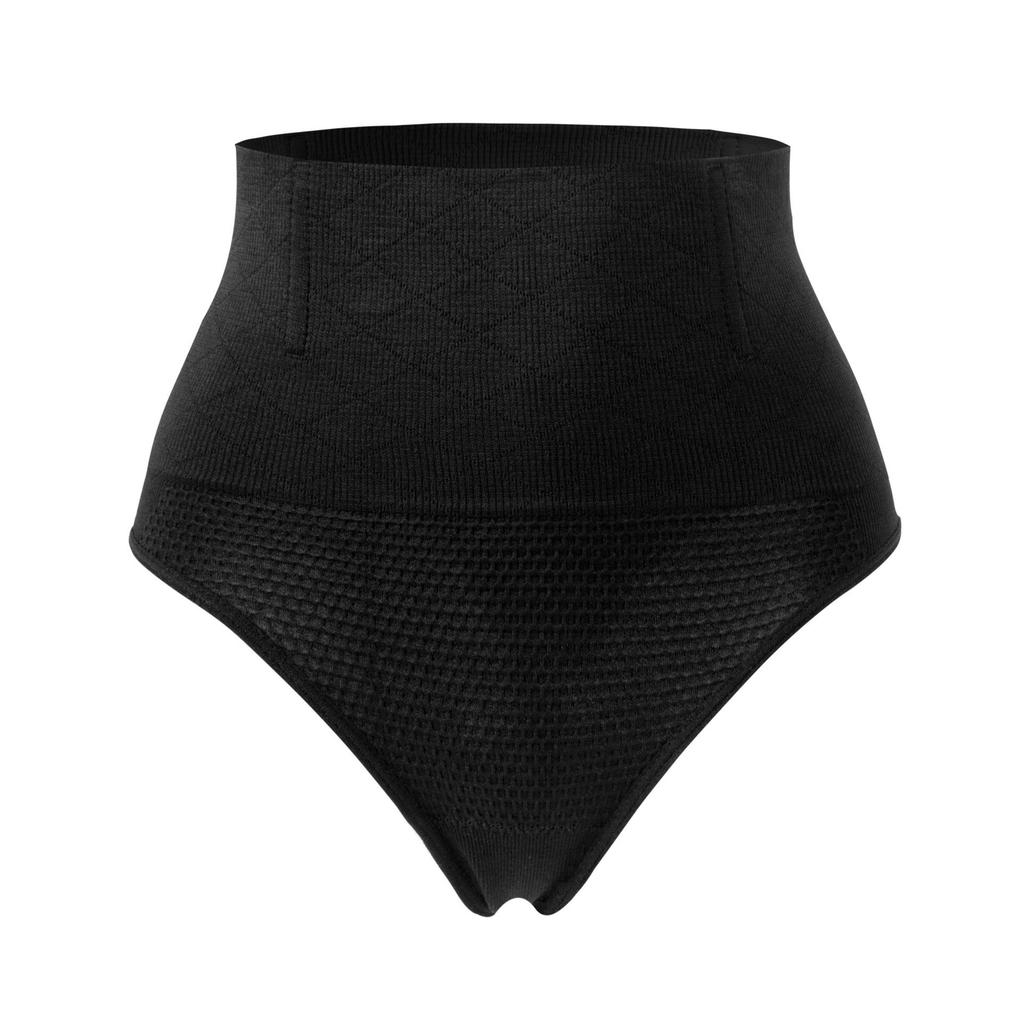 Women High Waist Firm Tummy Control Lace Thong Shapewear Panties Breathable Eco-Friendly Anti-Bacterial Seamless Steel Bones