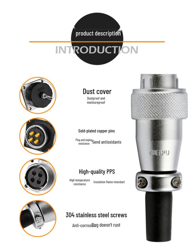 Weipu WS28 23-Pin Aviation Plug Connector, Male-Female Threaded, 479-Hole, 10P12, 16-Pin, 20/26-Pin