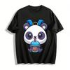 Cute Panda Holding Trophy Print Casual Tshirt Unisex Fun Animal Top Pure Cotton T-shirt