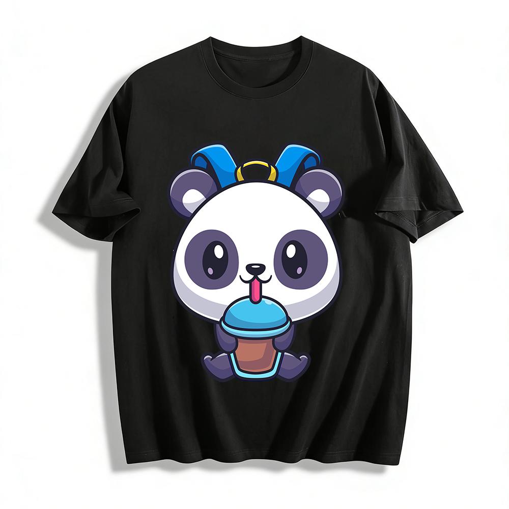Cute Panda Holding Trophy Print Casual Tshirt Unisex Fun Animal Top Pure cotton T-shirt XXS
