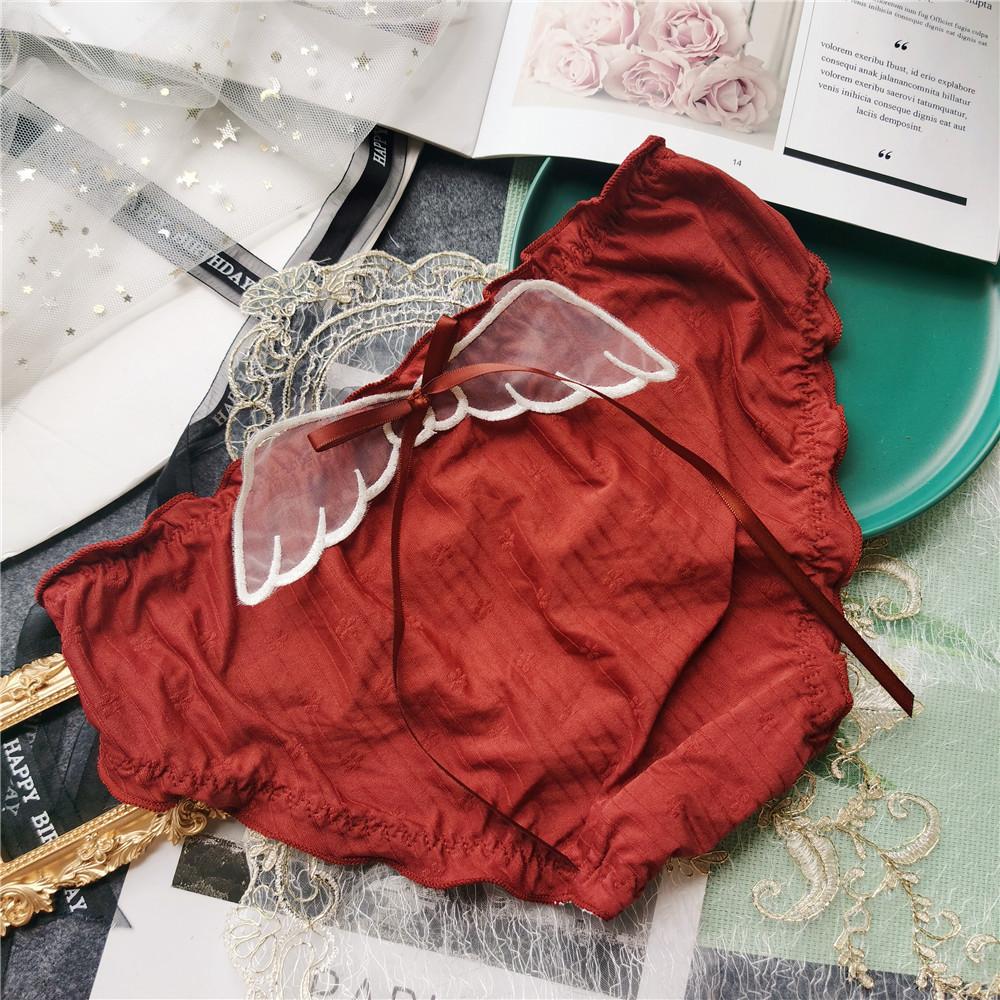 Briefs Cute Elastic Big Jacquard Dark Ice Silk Underwear Sexy Low-rise Women's Panties