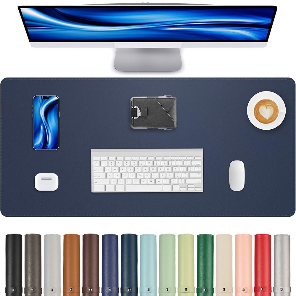 Easy to Clean Stitched Mouse Pad PU Leather Stain-resistant Laptop Computer Mousepad Extra Large Non-slip Writing Pad Students
