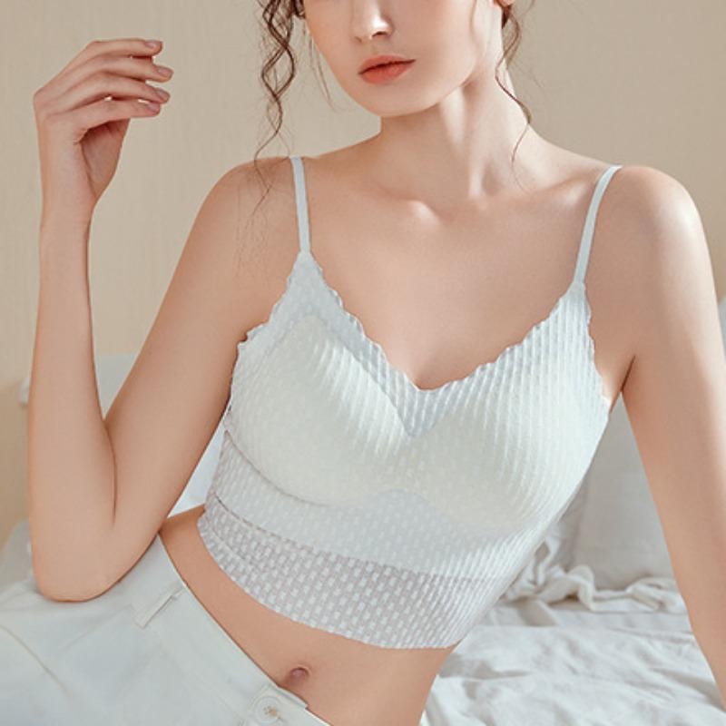 Podzimní a zimní krajka s tenkými špagetovými ramínky bez ocelových kroužků