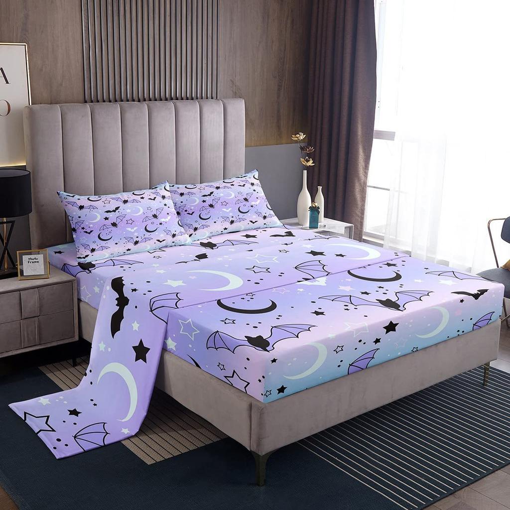Cartoon mushroom pattern mattress four-piece bedding set bedroom dormitory bedding decoration