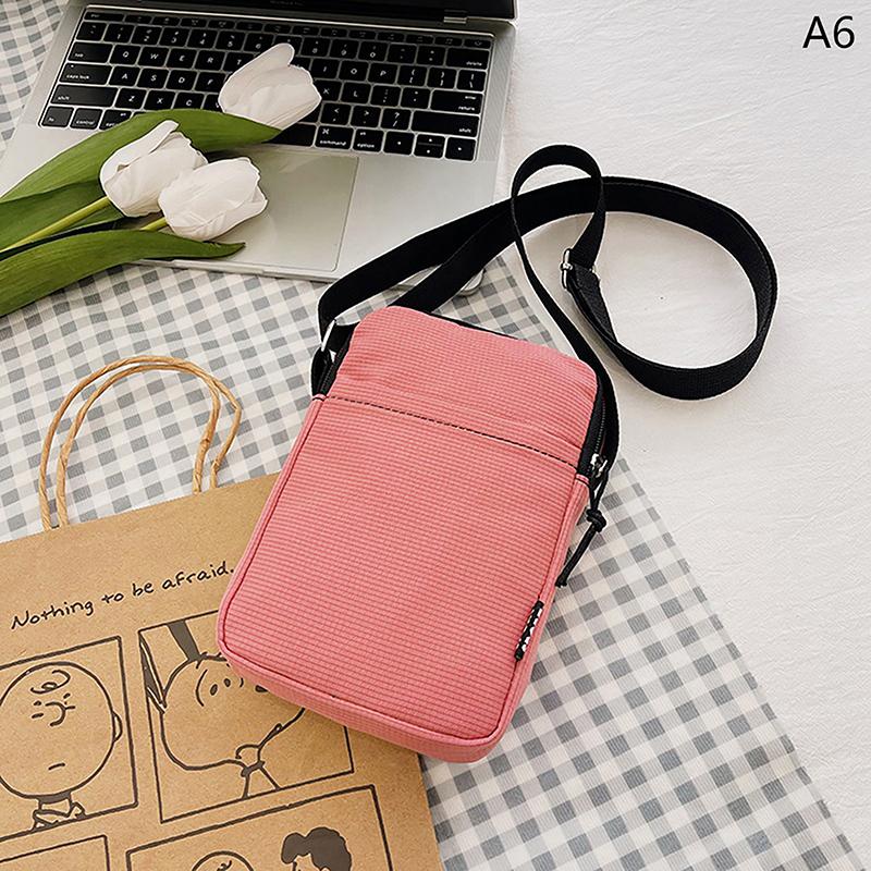 Simple Trendy Macaron Solid Color Shoulder Crossbody Canvas Bag Versatile  Zero Wallet Samll Square Phone Bags For Girls