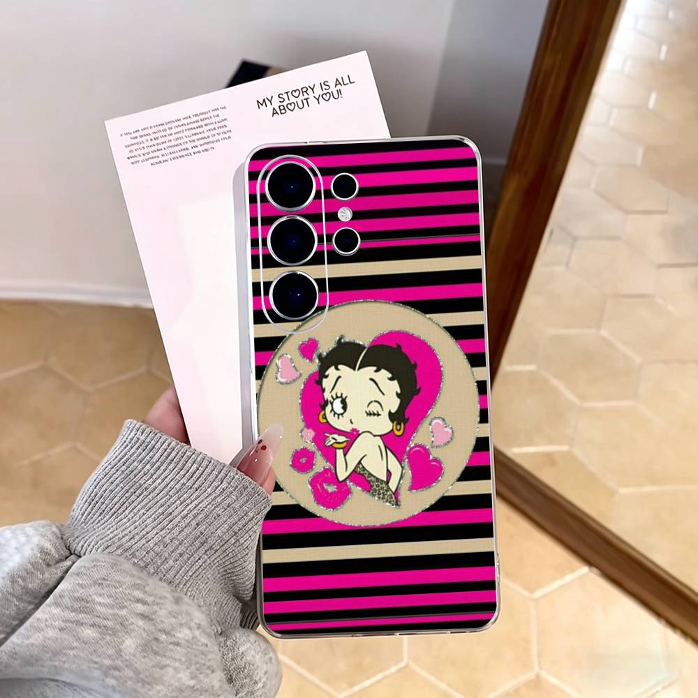B-Betty Cute B-Boop Phone Case For Samsung S25,S24,S21,S22,S23,S30,Ultra,S20,Plus,Fe,Note,10,9,5G Transparent Cover