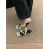 Wedge Sandals Niche Design Sense Word with High Heels Women's Summer New Silver Cool Slippers New Roman Shoes Women's Shoes