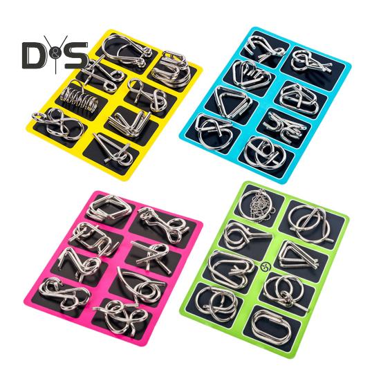 8 sztuk/zestaw Metalowy pierścień do układania łamigłówek 3D Drut Puzzle Gra Dzieci Dorośli Logika Umysł Test IQ Edukacyjny Odblokuj Blokada Zabawka Maluchy Chłopcy Dziewczęta Prezent