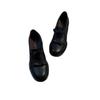 Sheepskin Version~ Retro Temperament Niche Design British Style Round Head Loafers Commuting Thick Heel Women's Shallow Mouth Single Shoes