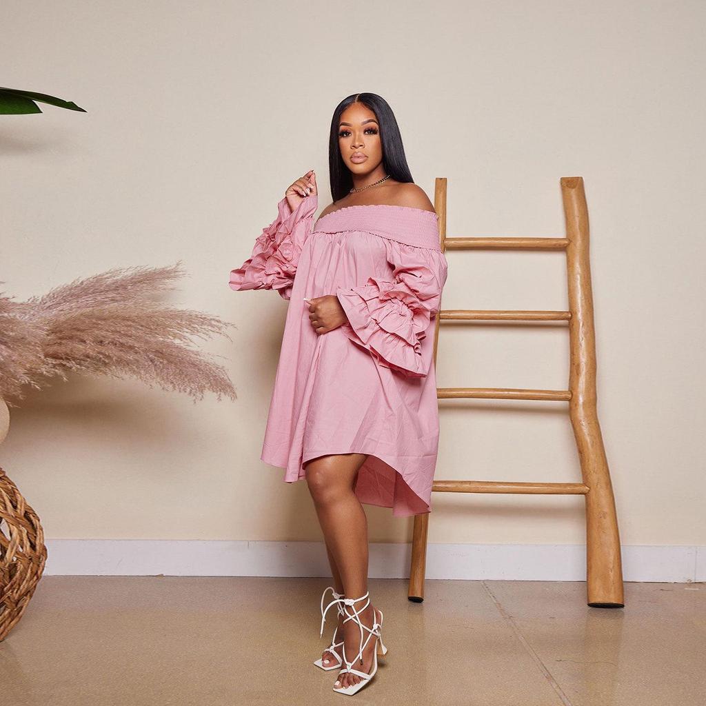 European & American Off-Shoulder Slim Fit Dress