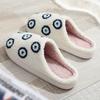 Fashion All Match Cartoon Eyes Cotton Women Slippers Winter White Faux Fur Pull On Slides Woman Non Slip Soft Bottom Plush Shoes Female