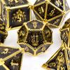 7 Pcs Black Golden Skull Metal Dice Solid Metal Polyhedral Dice Set Suitable for Role-Playing RPG Board Game Card Game