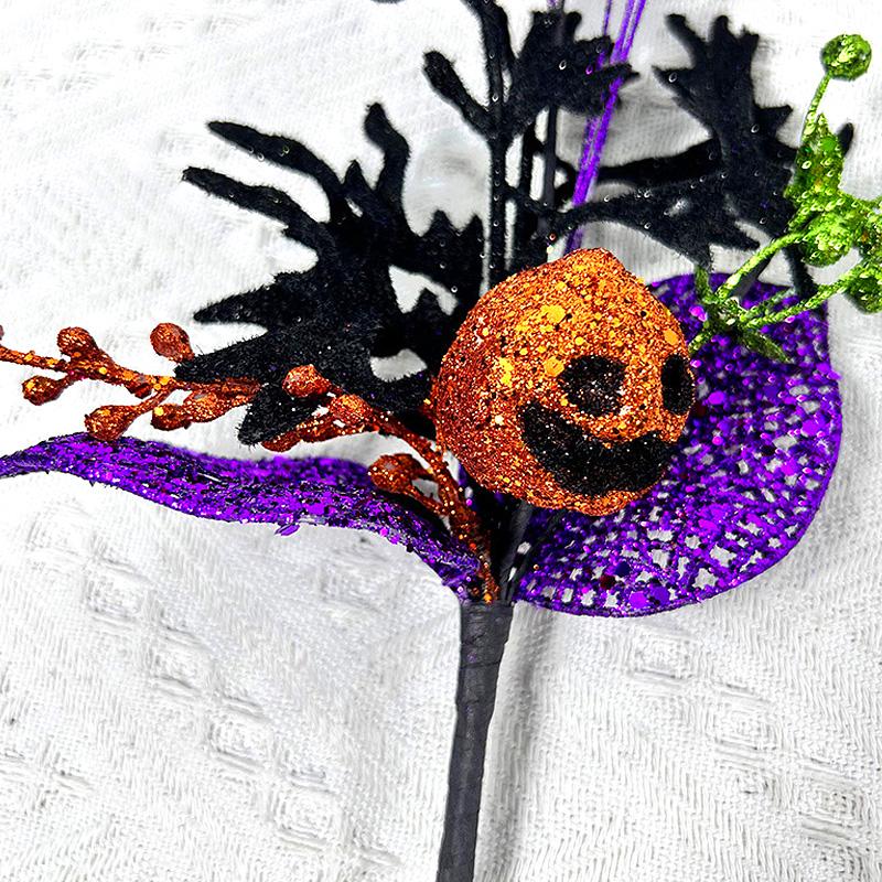 1PC Festivals Halloween Single Branch Artifical Flower Ornament Sprigs Pumpkin Decoration House