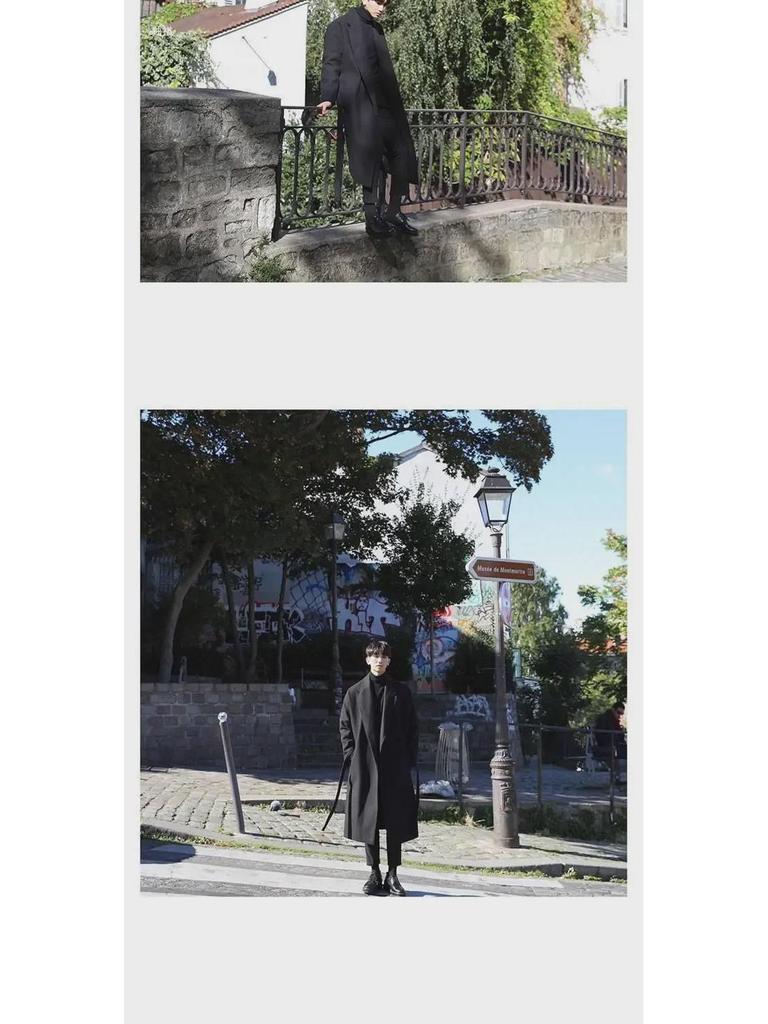 Men's Korean Style Long Woolen Windbreaker Coat