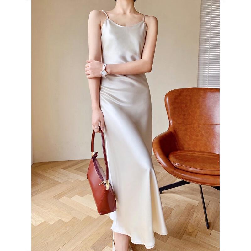 Demana 2025 Sommer Elegantes Glänzendes Satinslip-Kleid