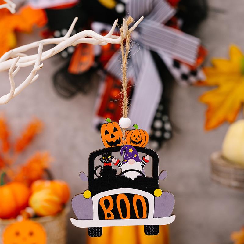 Wooden Pumpkin Charming Gnome Car Hanger Delightful Halloween Spirit Decor