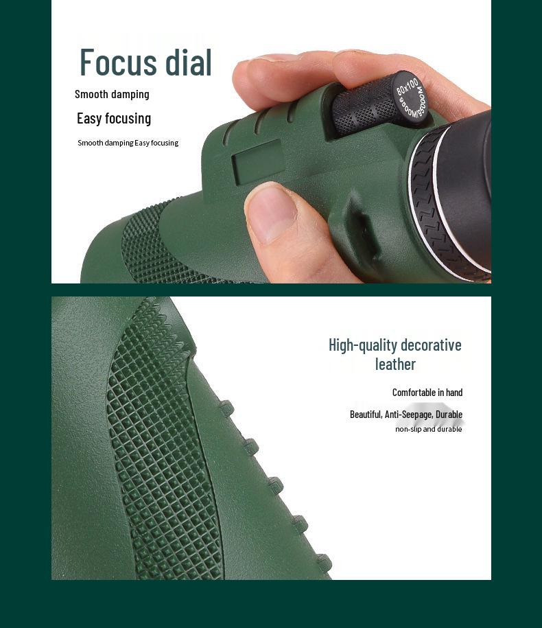 High Magnification 80X100 HD Green Monocular Telescope for Outdoor Bird Watching and Photography