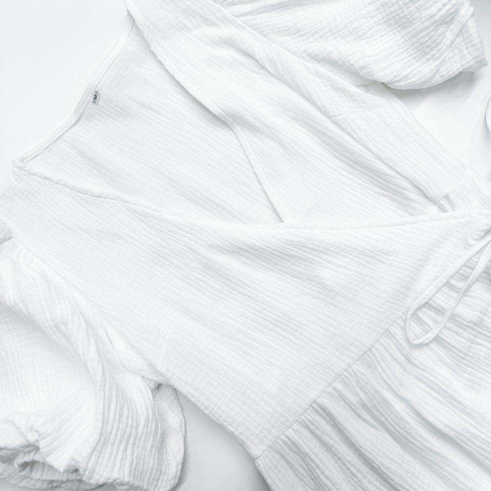 V-Neck Puff Sleeve Solid Color Long Dress – French Style Women's Fashion