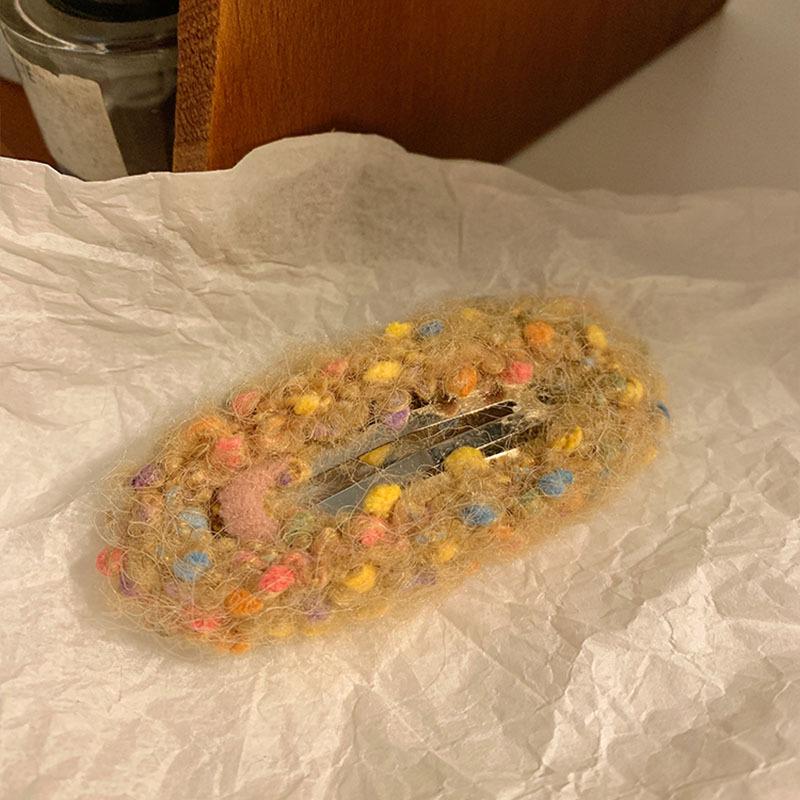 Korean Cute Sugar Bean Plush Hair Clip - Colorful Wool Christmas Hairpin for Women