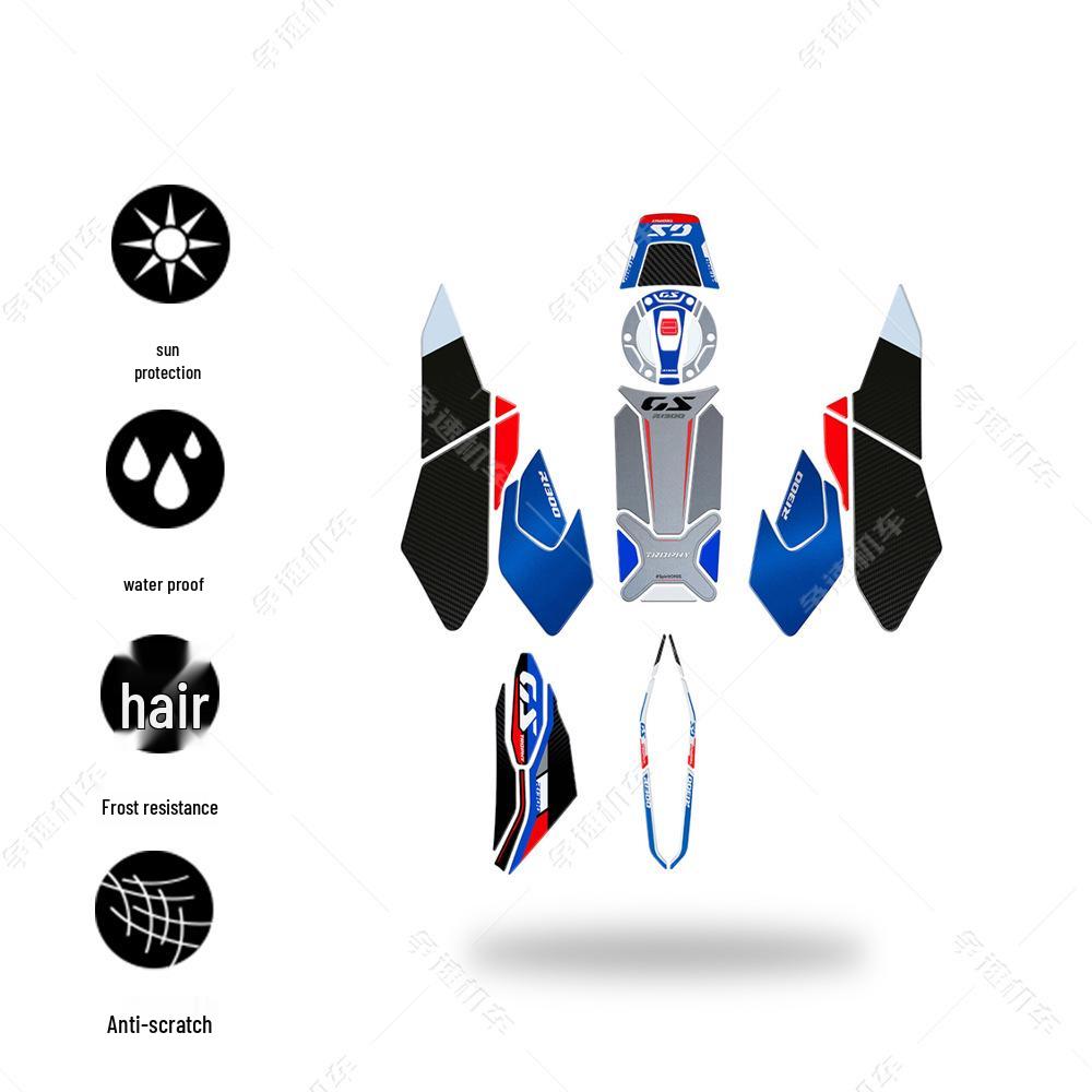 2024 BMW R1300GS Motorcycle 3D Epoxy Resin Red Blue Waterproof Sticker Kit