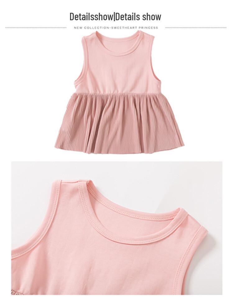 Summer 2023 Girls' Fashionable Casual Two-Piece Set: Vest Dress & Wide-Leg Pants