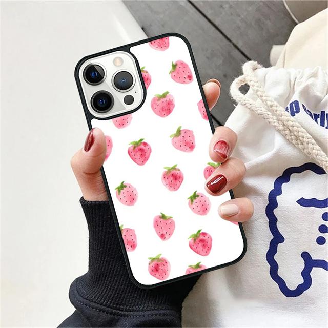 Pink Strawberry Pattern Coque Shell For iPhone 17 Air 15 16 14 13 12 Pro Max 11 Pro Max Plus Phone Case Cover