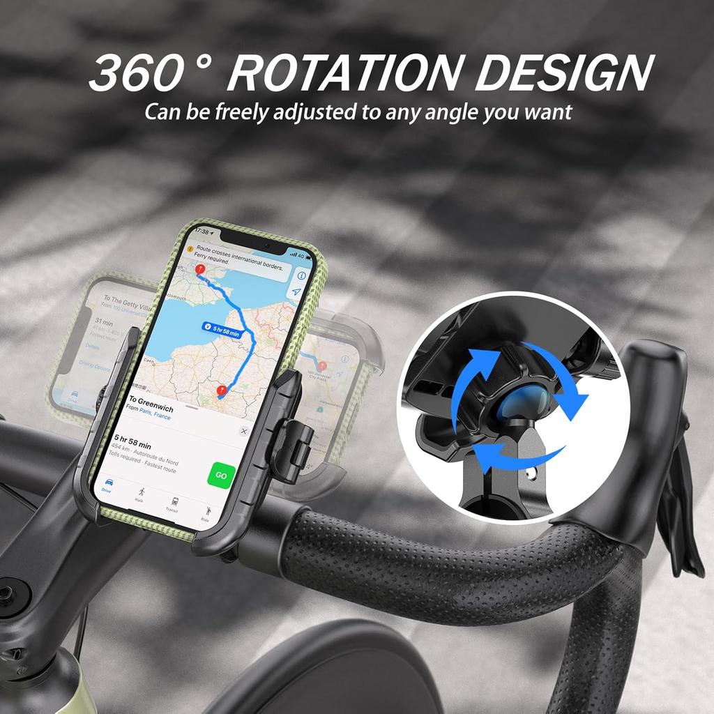 Bike Motorcycle Phone Mount With Aluminum Alloy Mounting Base, [1S Lock & Release] [Camera Friendly] Bicycle Handlebar Cell Phone Holder For Scooter