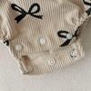 British Style Girls' Long Sleeve Dress with Bow Print and Skirt - Spring/Autumn Baby Bodysuit