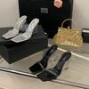 Fashion New Designder Style Crystal Wedges Heels Women Slippers Fashion Transparent Square Toe Banquet Slide Shoes Zapatos De Mujer