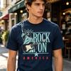 Rock On America Statue of Liberty Guitar Graphic T Shirt Unisex Unisex Unisex Cotton Short Sleeve Tee Casual Streetwear Holiday