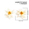 Ingemark Vintage Creative CCB White Big Flower Stud Earrings Women Trendy Geometric Pierced Earring New Year Jewelry Accessories