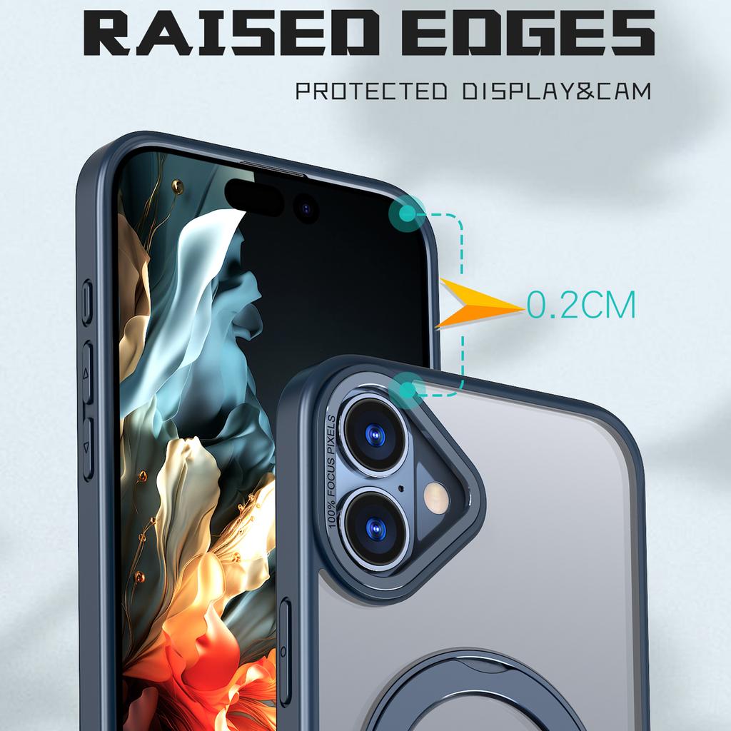 For iPhone 16 Plus Case Compatible with MagSafe TPU+Acrylic Kickstand Phone Cover