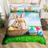 Juego de Ropa de Cama Suave con Huevos de Pascua Estampado 3D Dibujos Animados de Conejo Huevos Funda Nórdica Funda de Almohada de Poliéster Saludos y Regalos Para el Día de Pascua