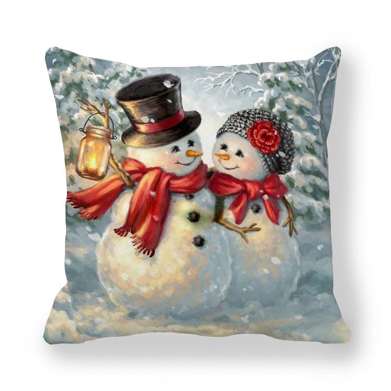Weihnachts-Niedliche-Katzen-Serie Digitaldruck Kurzer Plüsch Kissenbezüge Dekorativ für Auto Sofa Büro Kissenbezug Haushaltswaren
