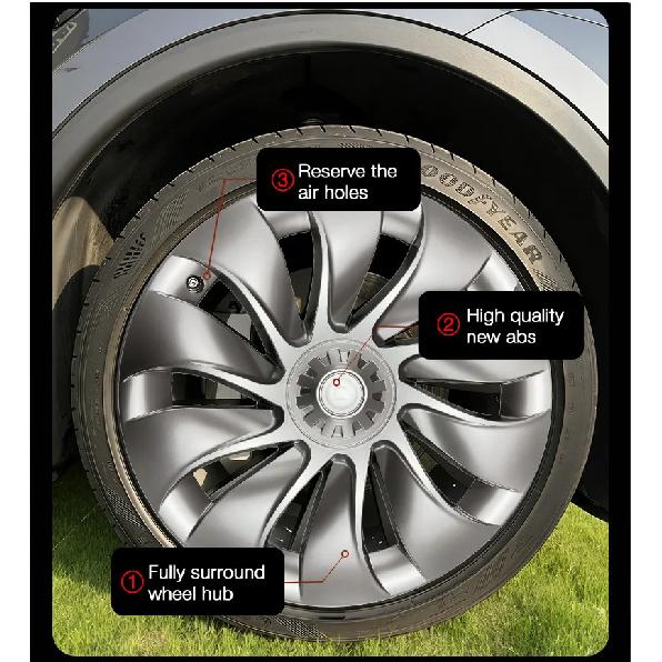 4PCS 20 Inch Hubcaps For Tesla Model Y Juniper Performance Replacement Wheel Cover AWD Full Rim Car Accessories Hub Caps 2025+