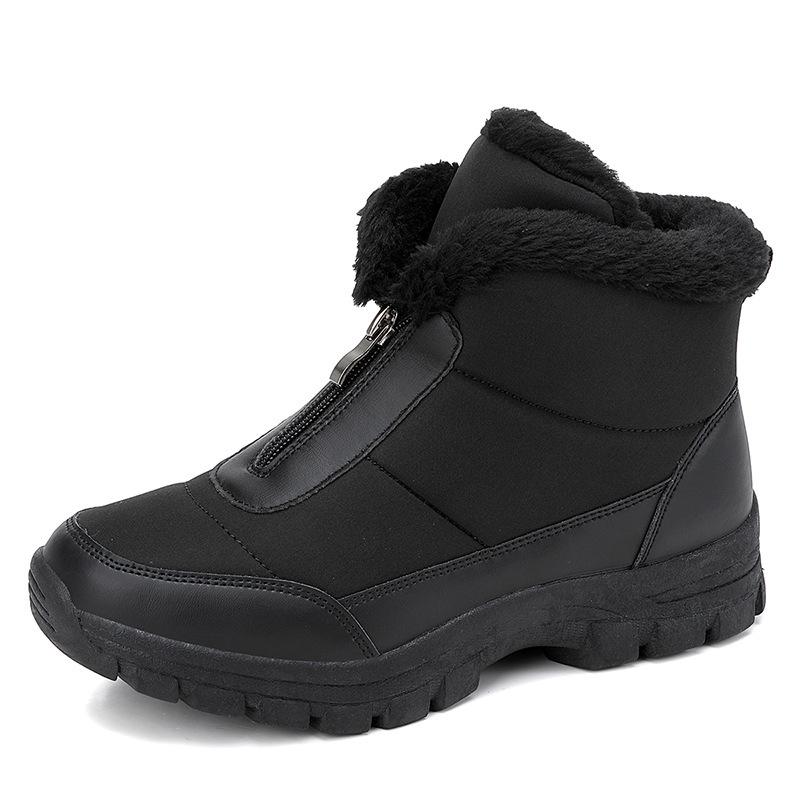 Waterproof Women Winter Ankle Boots Front Zipper Plush Snow Boots Non‑Slip Warm Outdoor Cold‑Proof Short Booties
