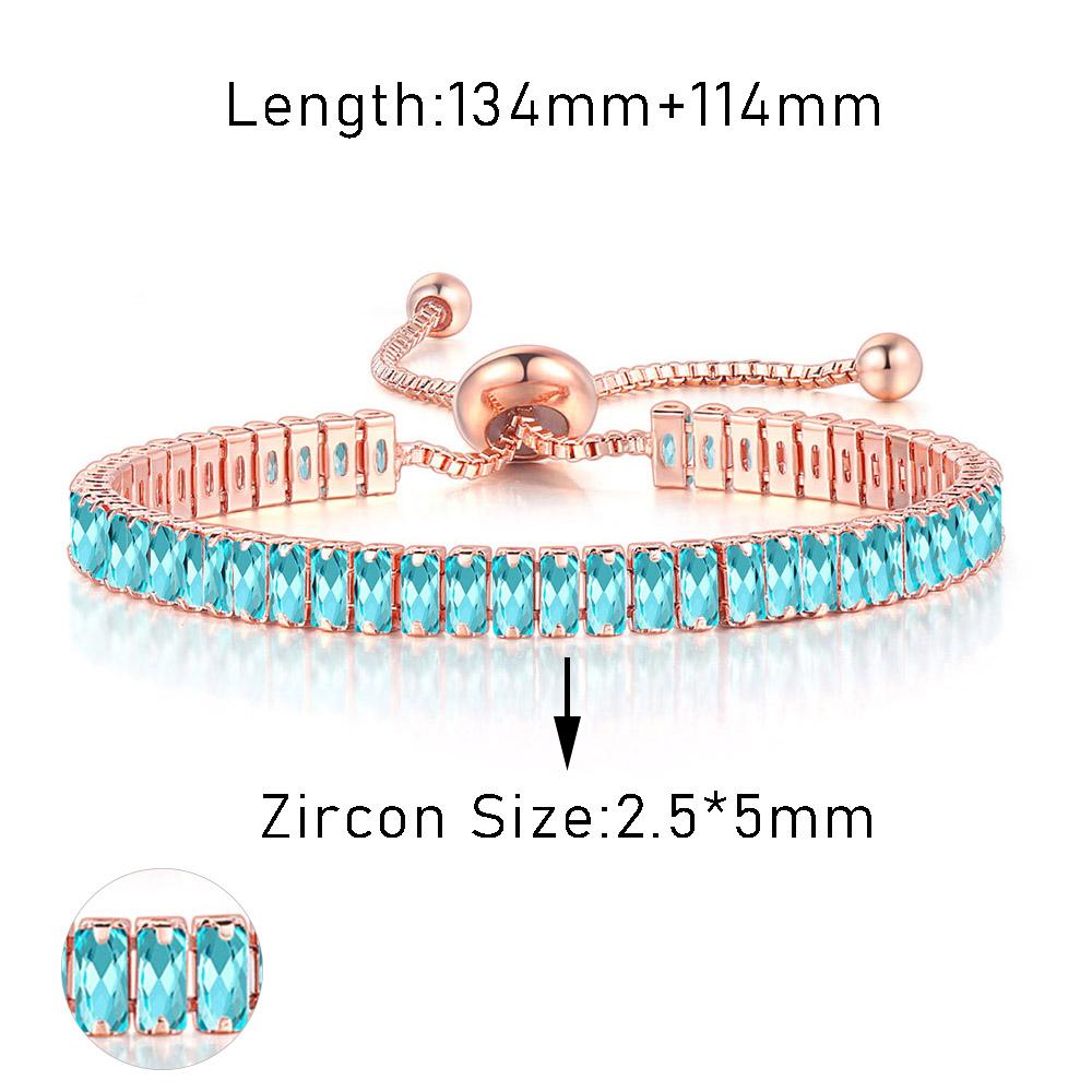 Trendy Blue Crystal Adjustable Tennis Bracelets for Unisex Women Men Various Shapes Iced Out CZ Short Chain on Hand Jewelry