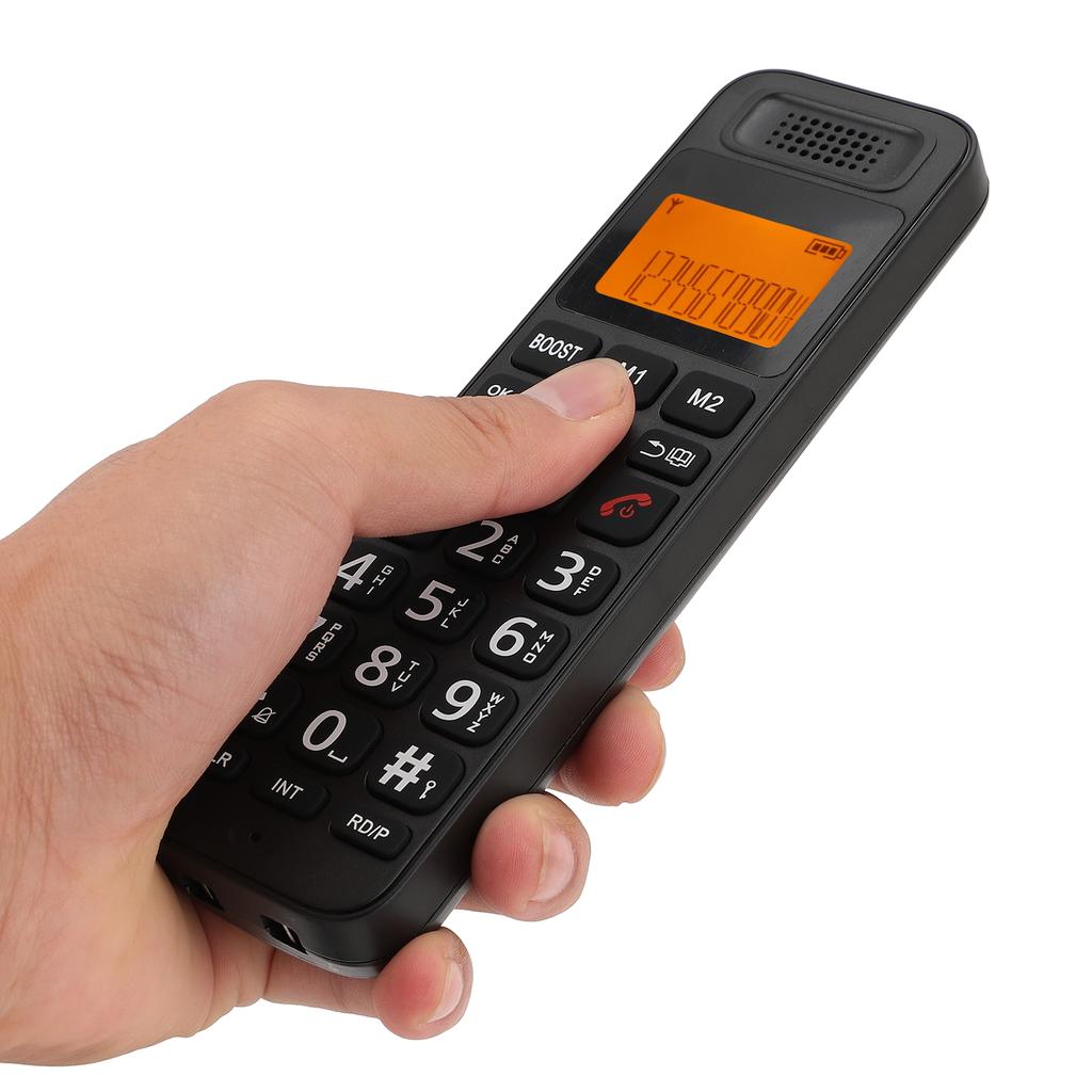 Cordless Phone Big Pressing Keys Yellow Bakclit Screen Multifunctional Handset Speakerphone US Plug