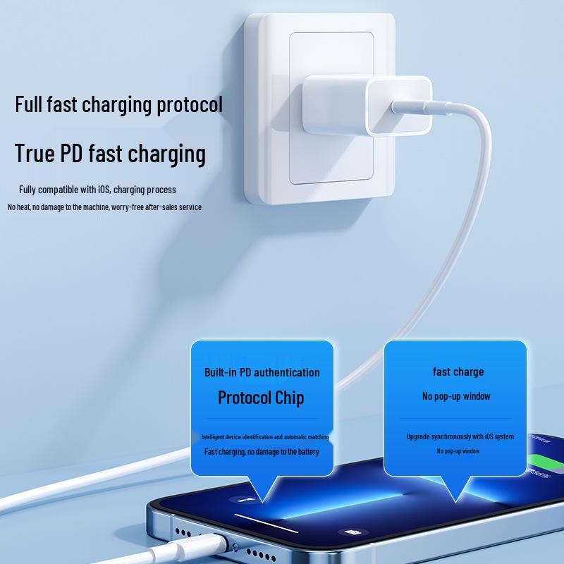 Apple 35W Fast Charger Set: 20W PD Charger & Cable for iPhone 8-14, 3C Certified