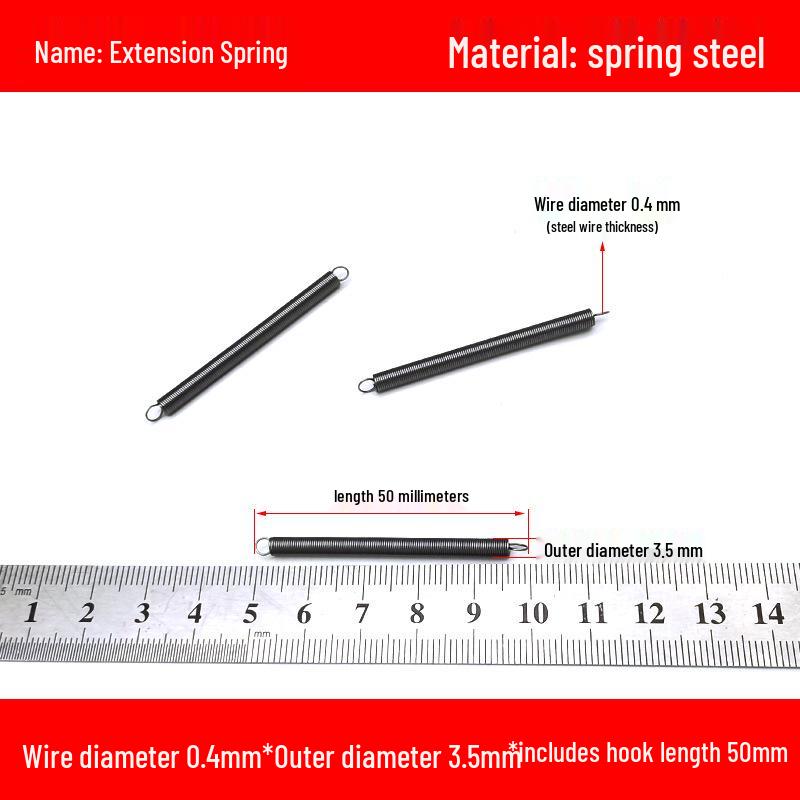 Micro Precision Extension Tension Spring Set with Hooks, 0.4mm Wire Diameter, 3-5mm Outer Diameter
