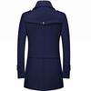 Men's Wool Trench Coat with Scarf Collar, Mid-Length