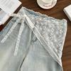 Embroidered Lace Triangle Headscarf Hollow-out Pastoral Style Hair Scarf Wraps White Woven Floral Hair Bandana for Women Girls