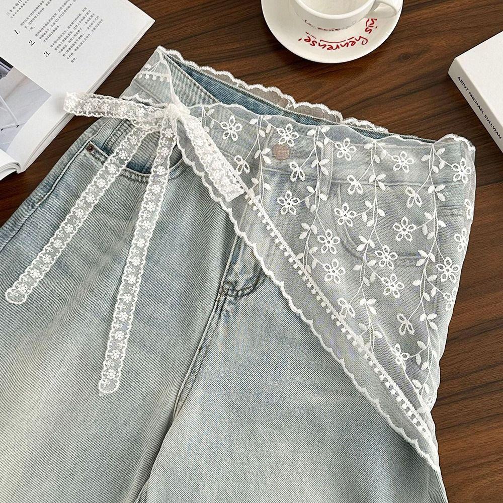 Embroidered Lace Triangle Headscarf Hollow-out Pastoral Style Hair Scarf Wraps White Woven Floral Hair Bandana for Women Girls