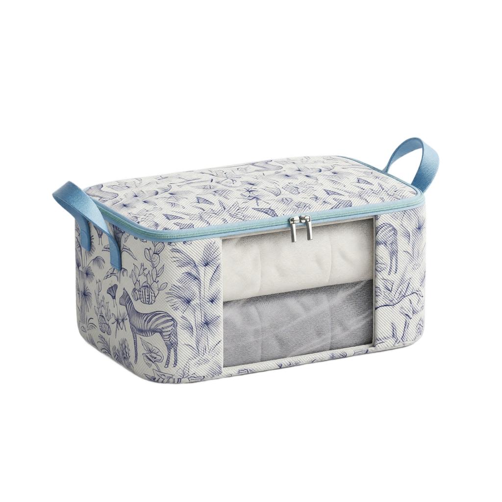 Non Woven Fabric Storage Bag with Transparent Window Zipper Closure Portable Handle Organizer for Clothes Bedding and Household Items