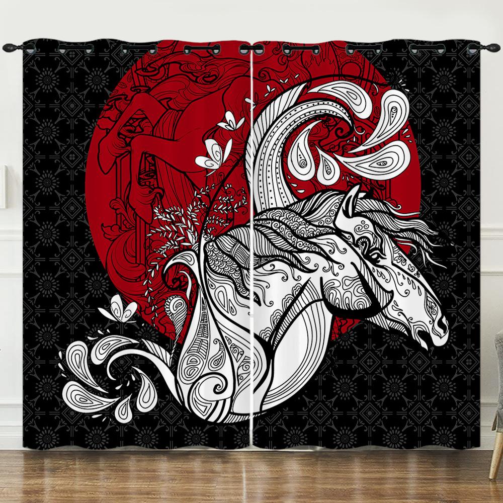 Curtain Dinosaur World 3D Digital Printing Blackout Curtain Punching