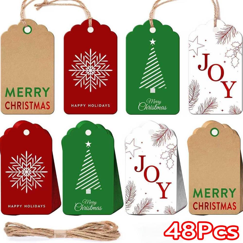New Christmas Pattern Christmas Gift Tags Hanging Rectangle Shape Gift Label Cards Christmas Message Cards Holiday Crafts